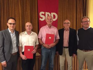 Kreisvorsitzender Denis Alt, Michael Faber, Hans-Jürgen Hirsch, Norbert Alt, OV-Vorsitzender Klaus Stein